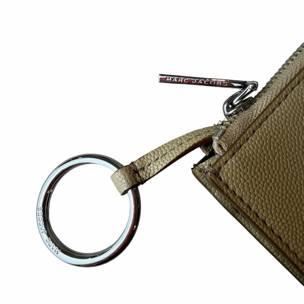 Marc Jacobs Key Ring Zip Cardholder Wallet Tan Leather ID Holder Neutral taupe - Picture 3 of 4